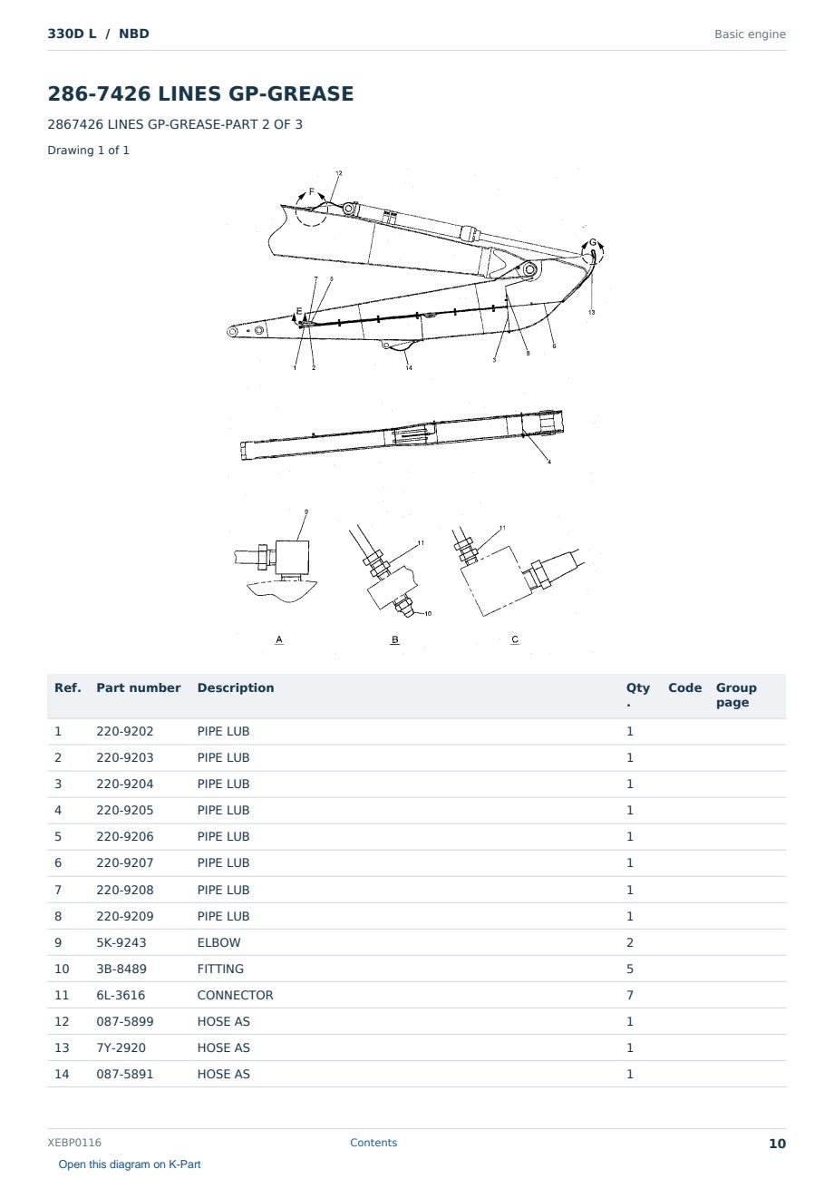 Caterpillar 330D L S/N NBD Partsbook XEBP0116 (English) - sample page 10 of 10 Caterpillar 330D L S/N NBD Partsbook XEBP0116 (English) - sample page 10 of 10