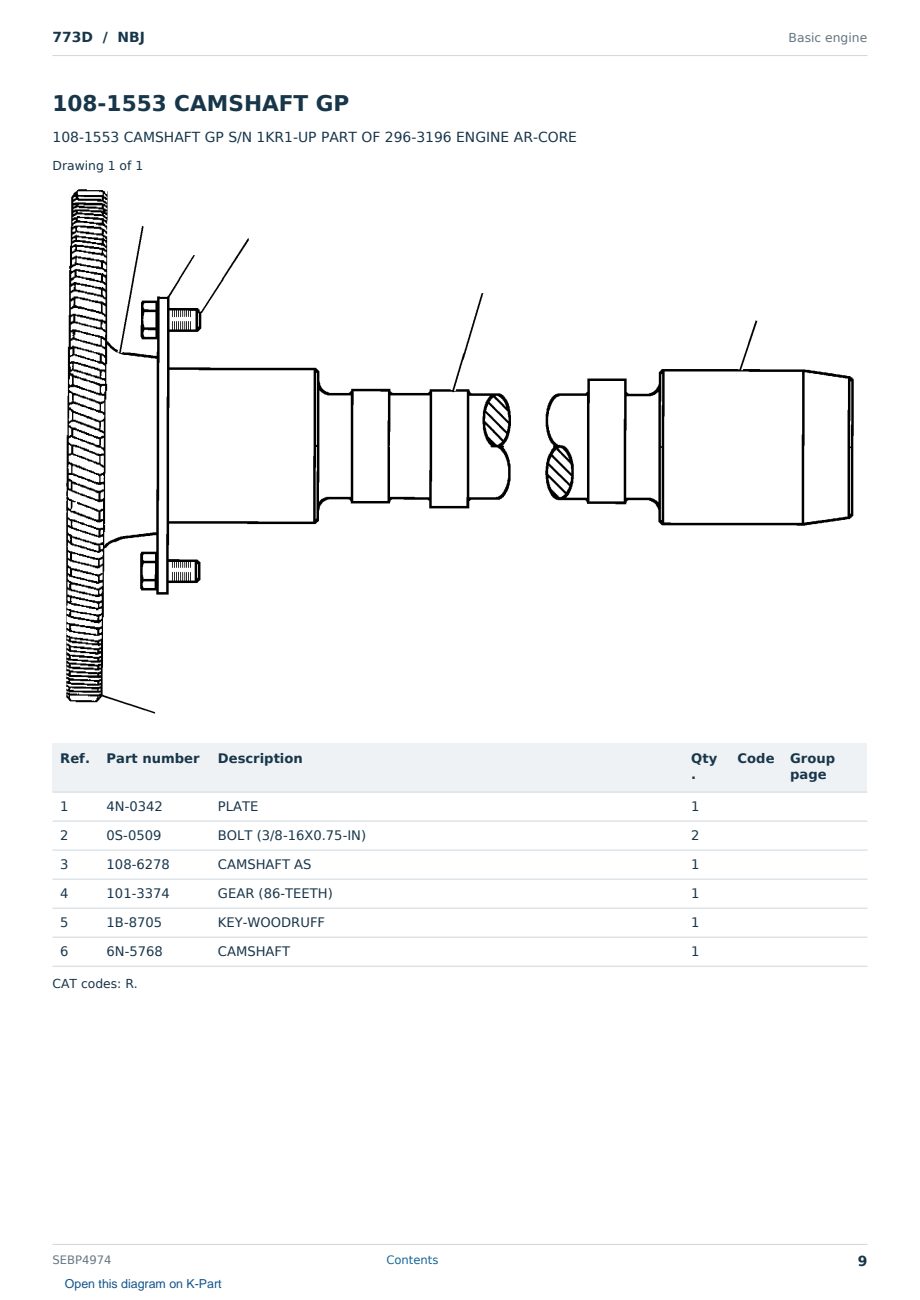 Caterpillar 773D S/N NBJ Partsbook SEBP4974 (English) - sample page 9 of 10 Caterpillar 773D S/N NBJ Partsbook SEBP4974 (English) - sample page 9 of 10