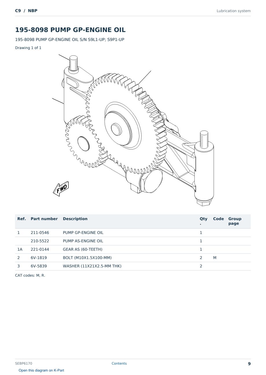 Caterpillar C9 S/N NBP Partsbook SEBP6170 (English) - sample page 9 of 10 Caterpillar C9 S/N NBP Partsbook SEBP6170 (English) - sample page 9 of 10