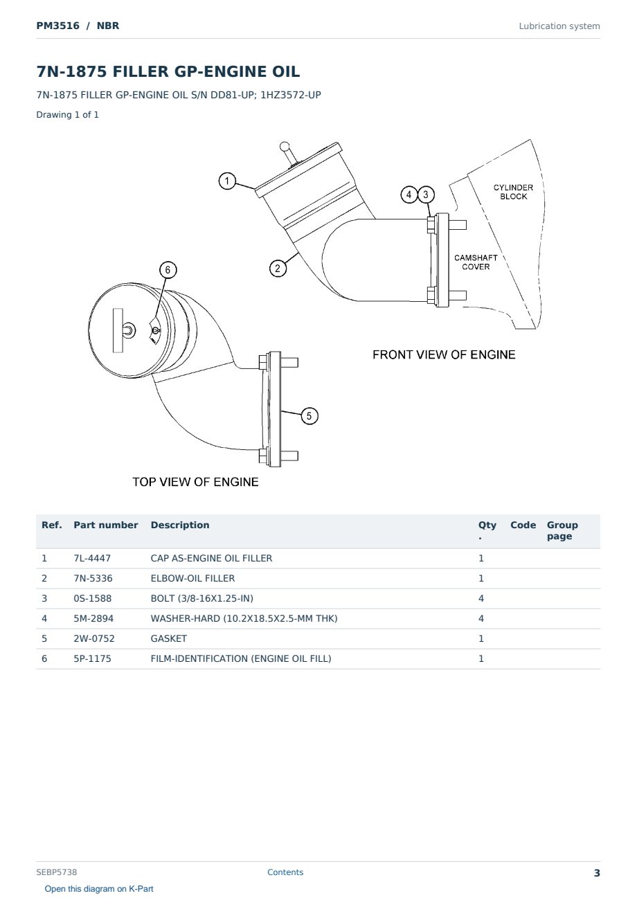 Caterpillar PM3516 S/N NBR Partsbook SEBP5738 (English) - sample page 3 of 10 Caterpillar PM3516 S/N NBR Partsbook SEBP5738 (English) - sample page 3 of 10