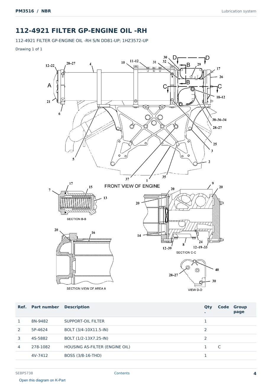 Caterpillar PM3516 S/N NBR Partsbook SEBP5738 (English) - sample page 4 of 10 Caterpillar PM3516 S/N NBR Partsbook SEBP5738 (English) - sample page 4 of 10