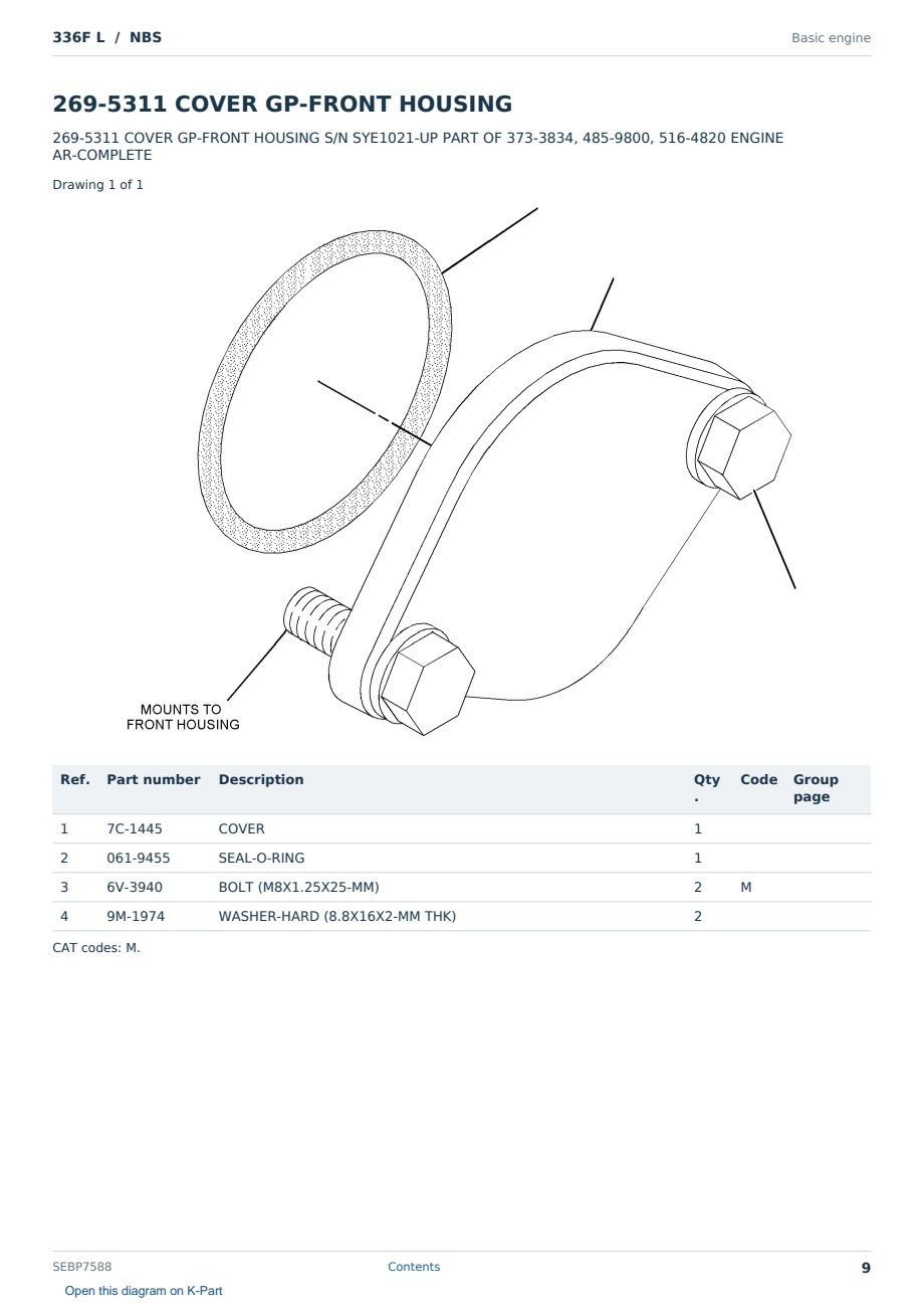 Caterpillar 336F L S/N NBS Partsbook SEBP7588 (English) - sample page 9 of 10 Caterpillar 336F L S/N NBS Partsbook SEBP7588 (English) - sample page 9 of 10