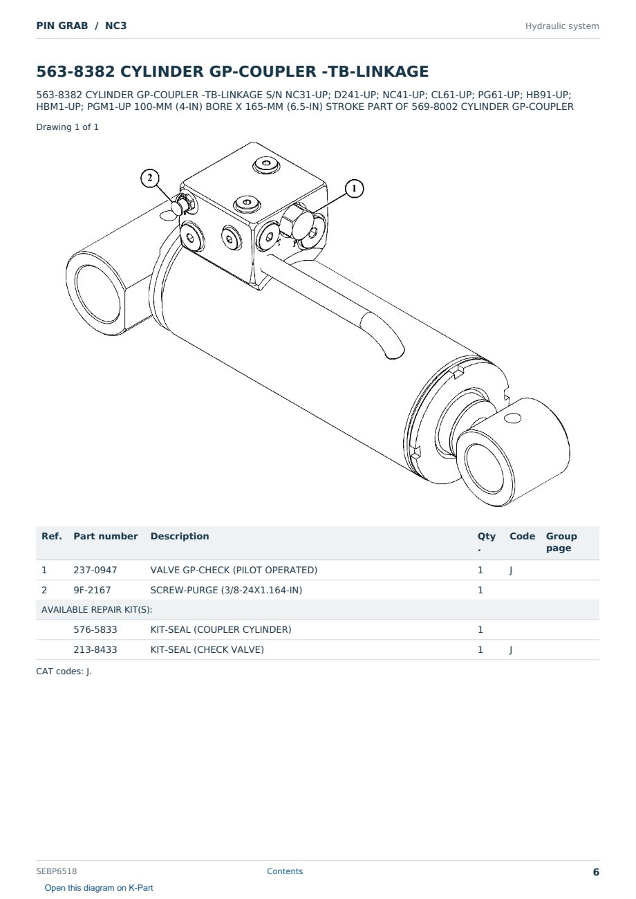 Caterpillar PIN GRAB S/N NC3 Partsbook SEBP6518 (English) - sample page 6 of 10 Caterpillar PIN GRAB S/N NC3 Partsbook SEBP6518 (English) - sample page 6 of 10