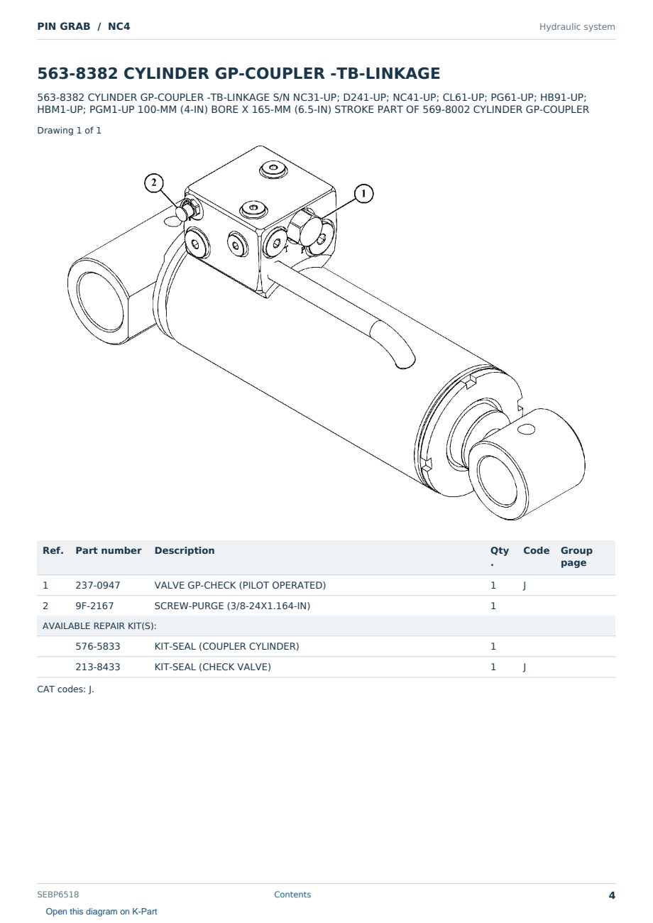 Caterpillar PIN GRAB S/N NC4 Partsbook SEBP6518 (English) - sample page 4 of 10 Caterpillar PIN GRAB S/N NC4 Partsbook SEBP6518 (English) - sample page 4 of 10