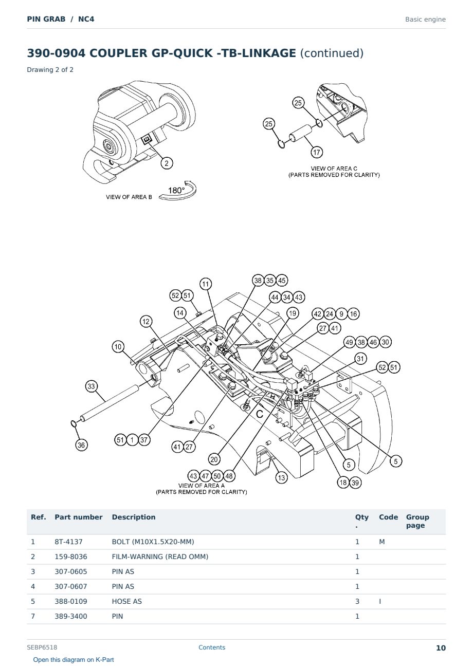 Caterpillar PIN GRAB S/N NC4 Partsbook SEBP6518 (English) - sample page 10 of 10 Caterpillar PIN GRAB S/N NC4 Partsbook SEBP6518 (English) - sample page 10 of 10