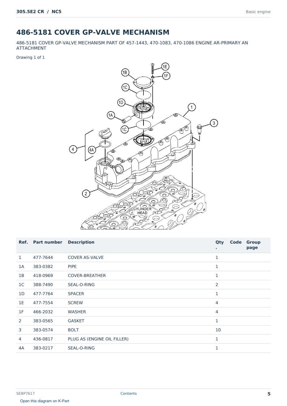 Caterpillar 305.5E2 CR S/N NC5 Partsbook SEBP7617 (English) - sample page 5 of 10 Caterpillar 305.5E2 CR S/N NC5 Partsbook SEBP7617 (English) - sample page 5 of 10