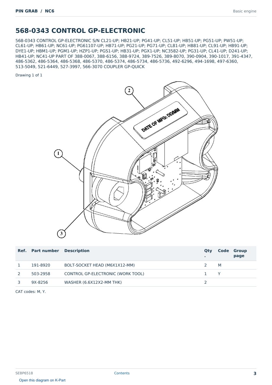 Caterpillar PIN GRAB S/N NC6 Partsbook SEBP6518 (English) - sample page 3 of 10 Caterpillar PIN GRAB S/N NC6 Partsbook SEBP6518 (English) - sample page 3 of 10