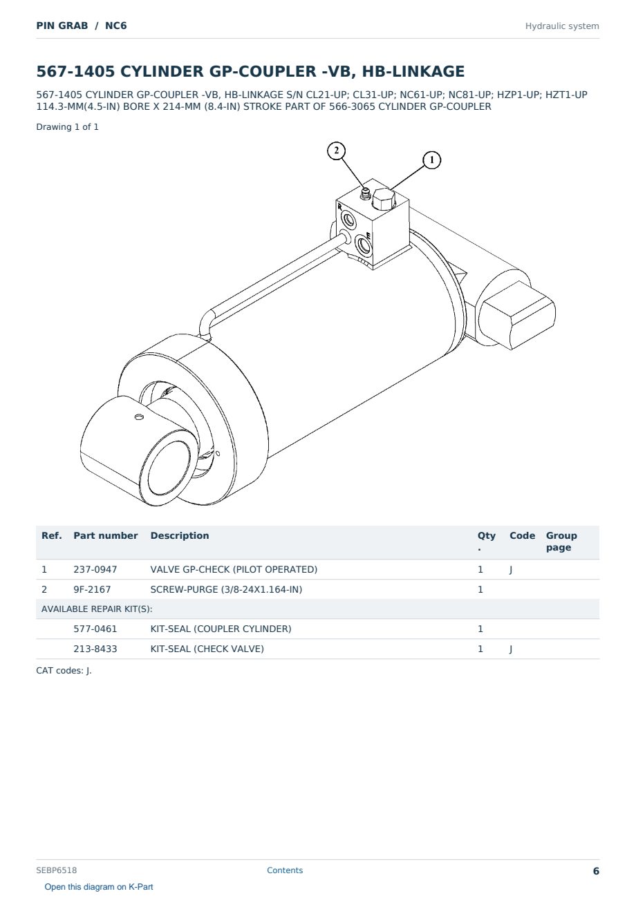 Caterpillar PIN GRAB S/N NC6 Partsbook SEBP6518 (English) - sample page 6 of 10 Caterpillar PIN GRAB S/N NC6 Partsbook SEBP6518 (English) - sample page 6 of 10