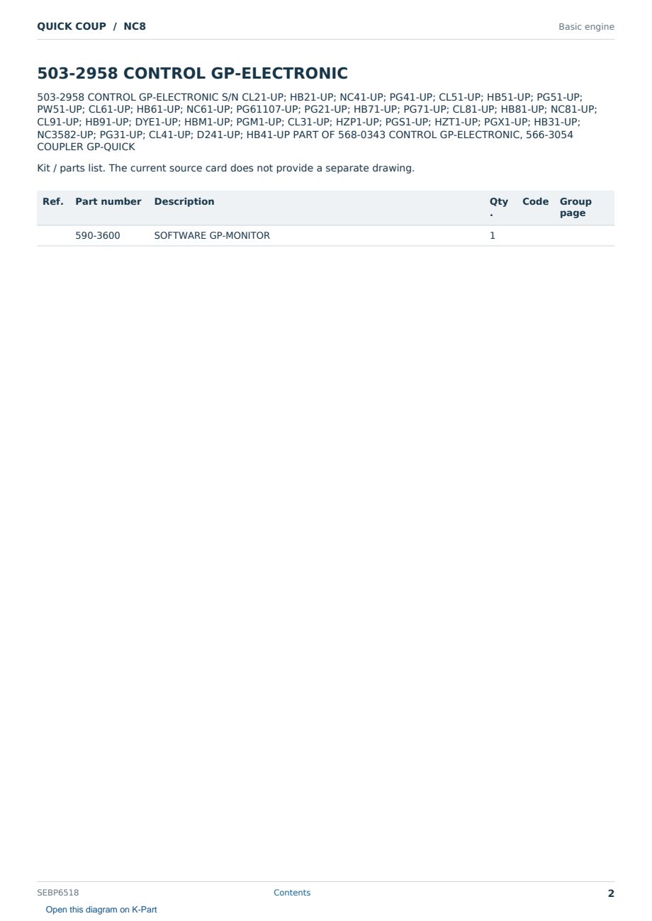 Caterpillar QUICK COUP S/N NC8 Partsbook SEBP6518 (English) - sample page 2 of 10 Caterpillar QUICK COUP S/N NC8 Partsbook SEBP6518 (English) - sample page 2 of 10