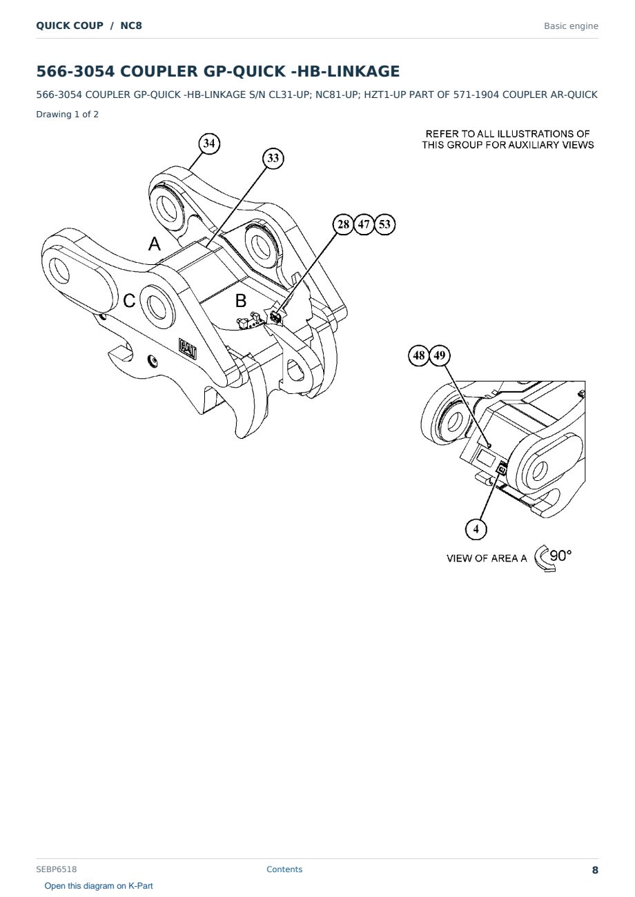 Caterpillar QUICK COUP S/N NC8 Partsbook SEBP6518 (English) - sample page 8 of 10 Caterpillar QUICK COUP S/N NC8 Partsbook SEBP6518 (English) - sample page 8 of 10