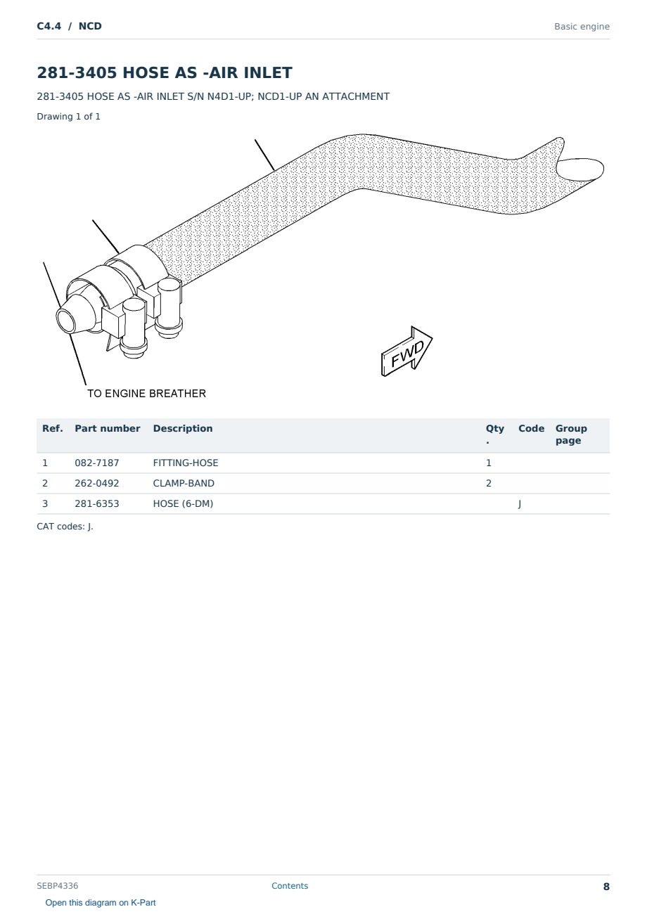 Caterpillar C4.4 S/N NCD Partsbook SEBP4336 (English) - sample page 8 of 10 Caterpillar C4.4 S/N NCD Partsbook SEBP4336 (English) - sample page 8 of 10