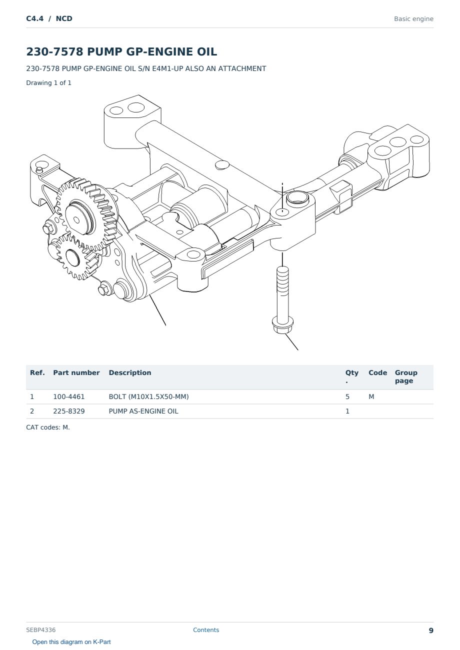 Caterpillar C4.4 S/N NCD Partsbook SEBP4336 (English) - sample page 9 of 10 Caterpillar C4.4 S/N NCD Partsbook SEBP4336 (English) - sample page 9 of 10