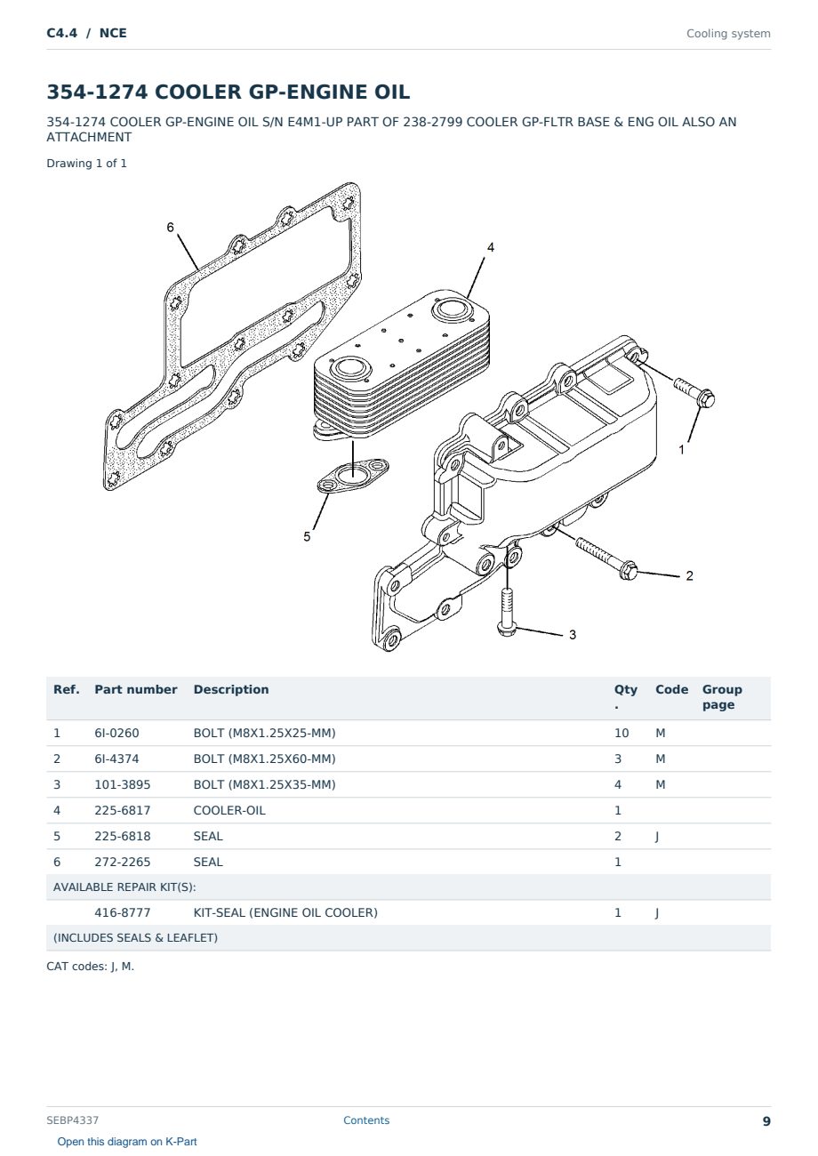 Caterpillar C4.4 S/N NCE Partsbook SEBP4337 (English) - sample page 9 of 10 Caterpillar C4.4 S/N NCE Partsbook SEBP4337 (English) - sample page 9 of 10