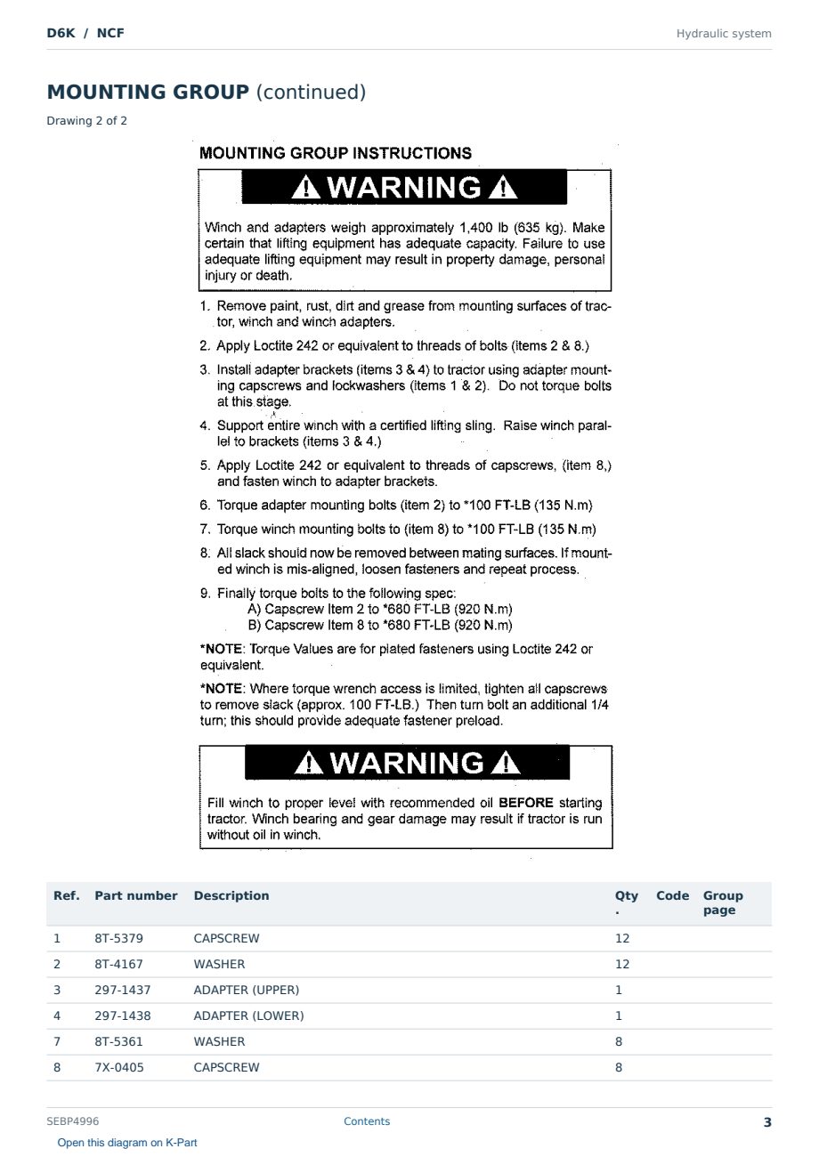 Caterpillar D6K S/N NCF Partsbook SEBP4996 (English) - sample page 3 of 10 Caterpillar D6K S/N NCF Partsbook SEBP4996 (English) - sample page 3 of 10