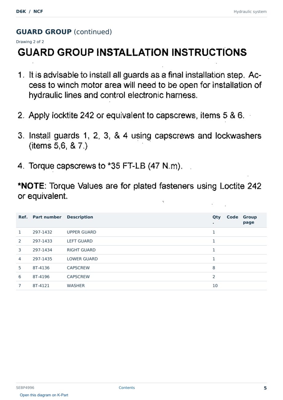 Caterpillar D6K S/N NCF Partsbook SEBP4996 (English) - sample page 5 of 10 Caterpillar D6K S/N NCF Partsbook SEBP4996 (English) - sample page 5 of 10
