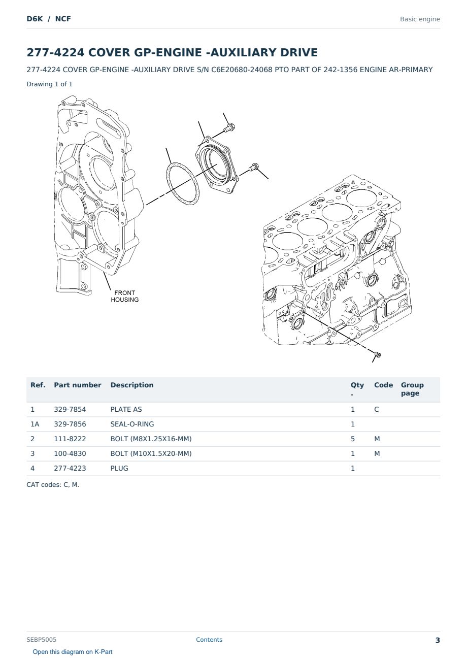 Caterpillar D6K S/N NCF Partsbook SEBP5005 (English) - sample page 3 of 10 Caterpillar D6K S/N NCF Partsbook SEBP5005 (English) - sample page 3 of 10