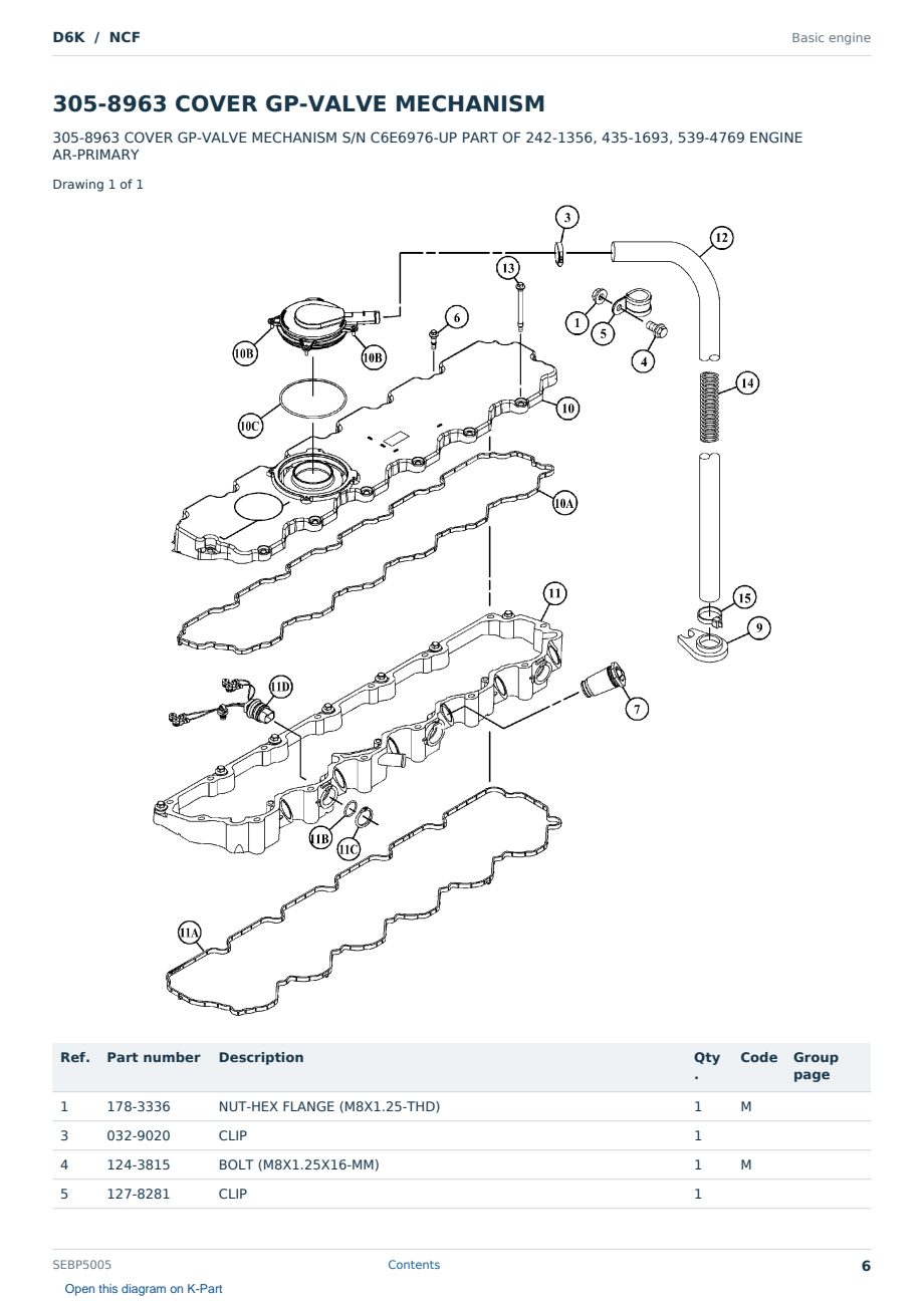 Caterpillar D6K S/N NCF Partsbook SEBP5005 (English) - sample page 6 of 10 Caterpillar D6K S/N NCF Partsbook SEBP5005 (English) - sample page 6 of 10