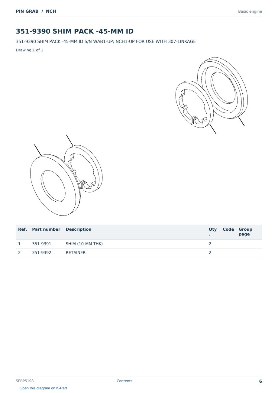 Caterpillar PIN GRAB S/N NCH Partsbook SEBP5198 (English) - sample page 6 of 6 Caterpillar PIN GRAB S/N NCH Partsbook SEBP5198 (English) - sample page 6 of 6