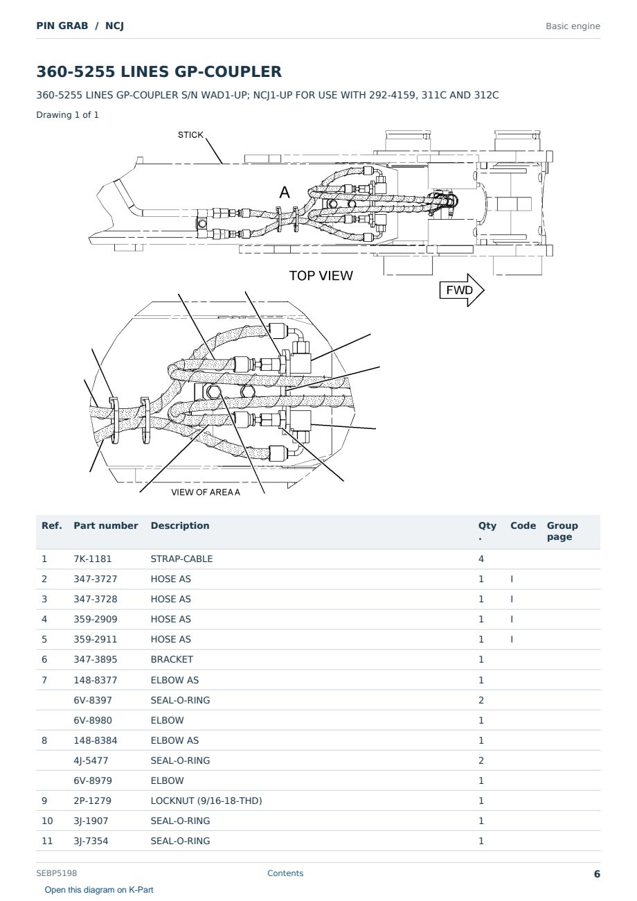 Caterpillar PIN GRAB S/N NCJ Partsbook SEBP5198 (English) - sample page 6 of 10 Caterpillar PIN GRAB S/N NCJ Partsbook SEBP5198 (English) - sample page 6 of 10