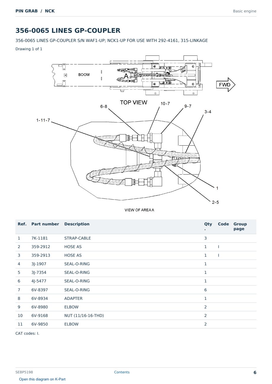 Caterpillar PIN GRAB S/N NCK Partsbook SEBP5198 (English) - sample page 6 of 10 Caterpillar PIN GRAB S/N NCK Partsbook SEBP5198 (English) - sample page 6 of 10