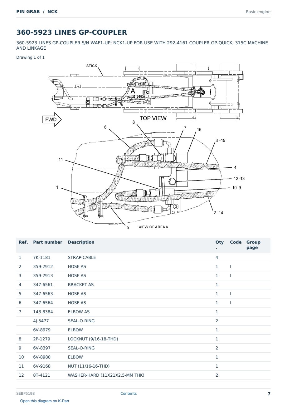 Caterpillar PIN GRAB S/N NCK Partsbook SEBP5198 (English) - sample page 7 of 10 Caterpillar PIN GRAB S/N NCK Partsbook SEBP5198 (English) - sample page 7 of 10