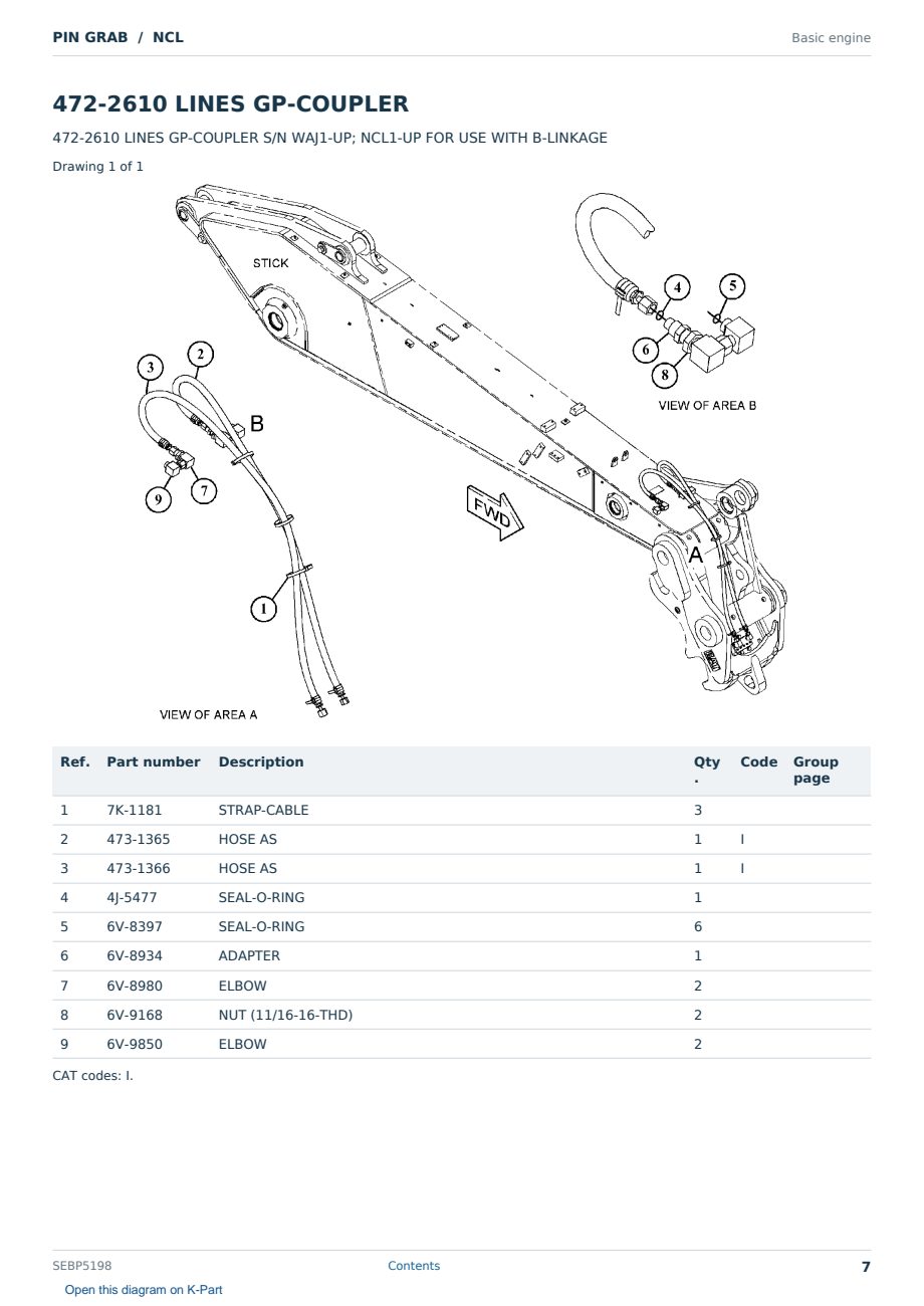 Caterpillar PIN GRAB S/N NCL Partsbook SEBP5198 (English) - sample page 7 of 10 Caterpillar PIN GRAB S/N NCL Partsbook SEBP5198 (English) - sample page 7 of 10
