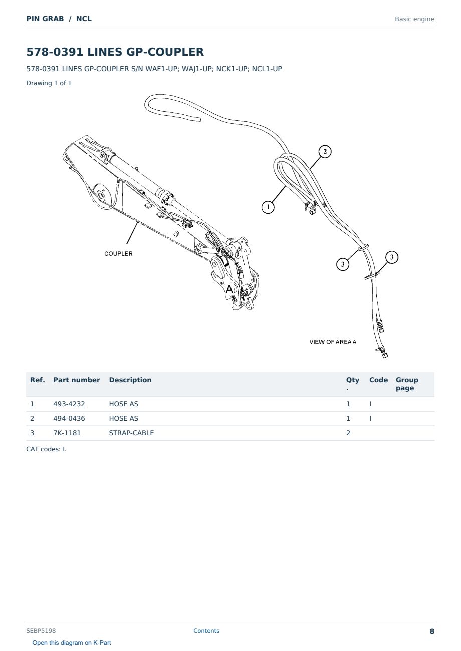 Caterpillar PIN GRAB S/N NCL Partsbook SEBP5198 (English) - sample page 8 of 10 Caterpillar PIN GRAB S/N NCL Partsbook SEBP5198 (English) - sample page 8 of 10