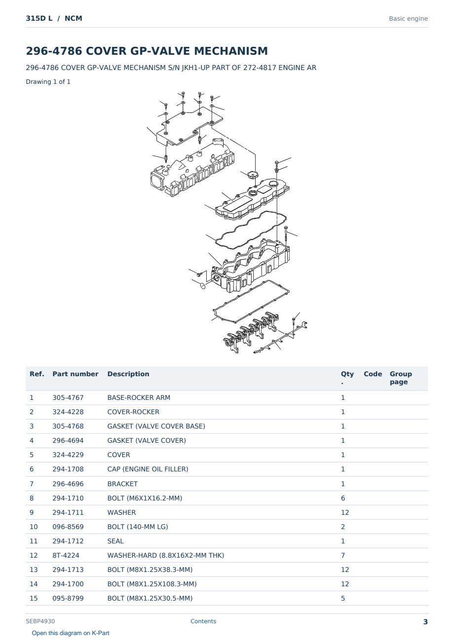 Caterpillar 315D L S/N NCM Partsbook SEBP4930 (English) - sample page 3 of 10 Caterpillar 315D L S/N NCM Partsbook SEBP4930 (English) - sample page 3 of 10