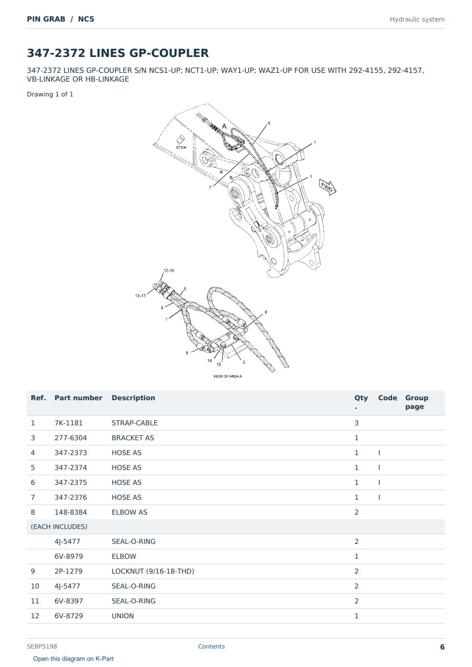 Caterpillar PIN GRAB S/N NCS Partsbook SEBP5198 (English) - sample page 6 of 10 Caterpillar PIN GRAB S/N NCS Partsbook SEBP5198 (English) - sample page 6 of 10