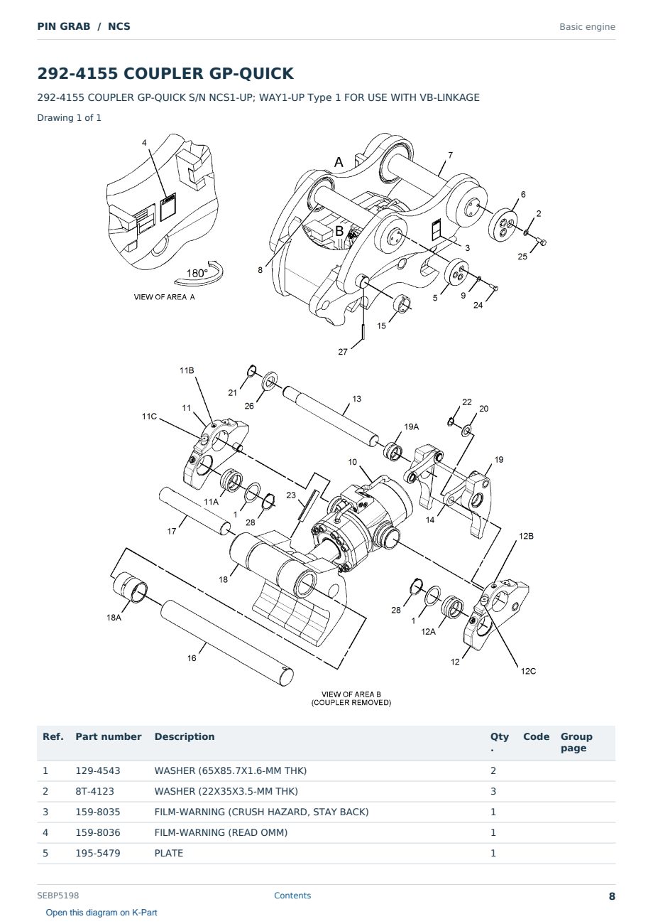 Caterpillar PIN GRAB S/N NCS Partsbook SEBP5198 (English) - sample page 8 of 10 Caterpillar PIN GRAB S/N NCS Partsbook SEBP5198 (English) - sample page 8 of 10