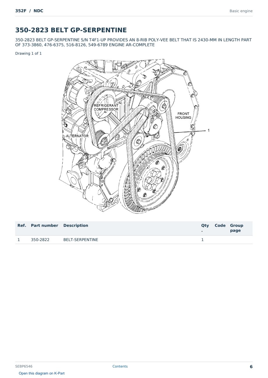 Caterpillar 352F S/N NDC Partsbook SEBP6546 (English) - sample page 6 of 10 Caterpillar 352F S/N NDC Partsbook SEBP6546 (English) - sample page 6 of 10