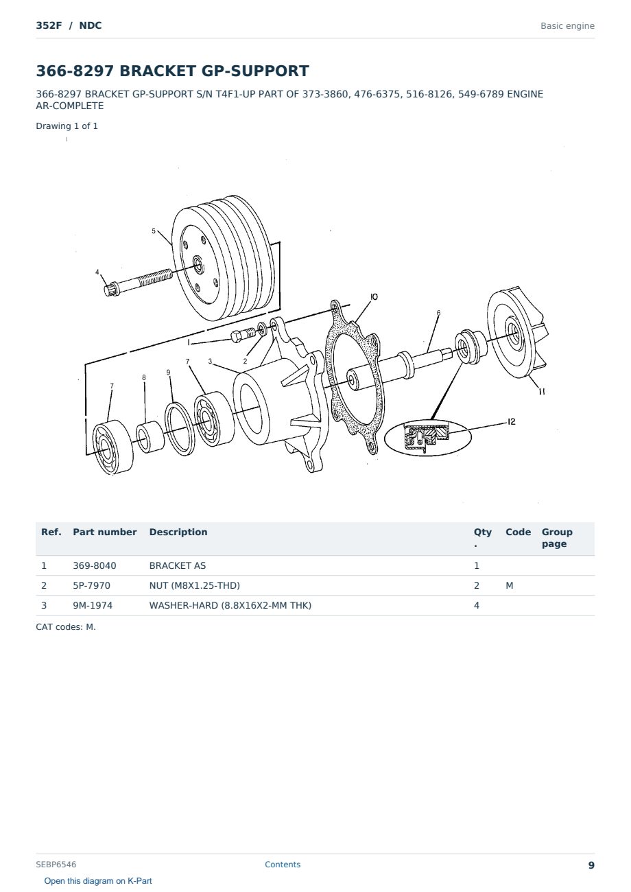 Caterpillar 352F S/N NDC Partsbook SEBP6546 (English) - sample page 9 of 10 Caterpillar 352F S/N NDC Partsbook SEBP6546 (English) - sample page 9 of 10