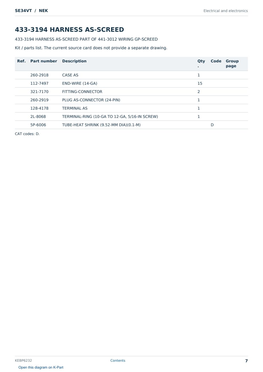 Caterpillar SE34VT S/N NEK Partsbook KEBP6232 (English) - sample page 7 of 10 Caterpillar SE34VT S/N NEK Partsbook KEBP6232 (English) - sample page 7 of 10