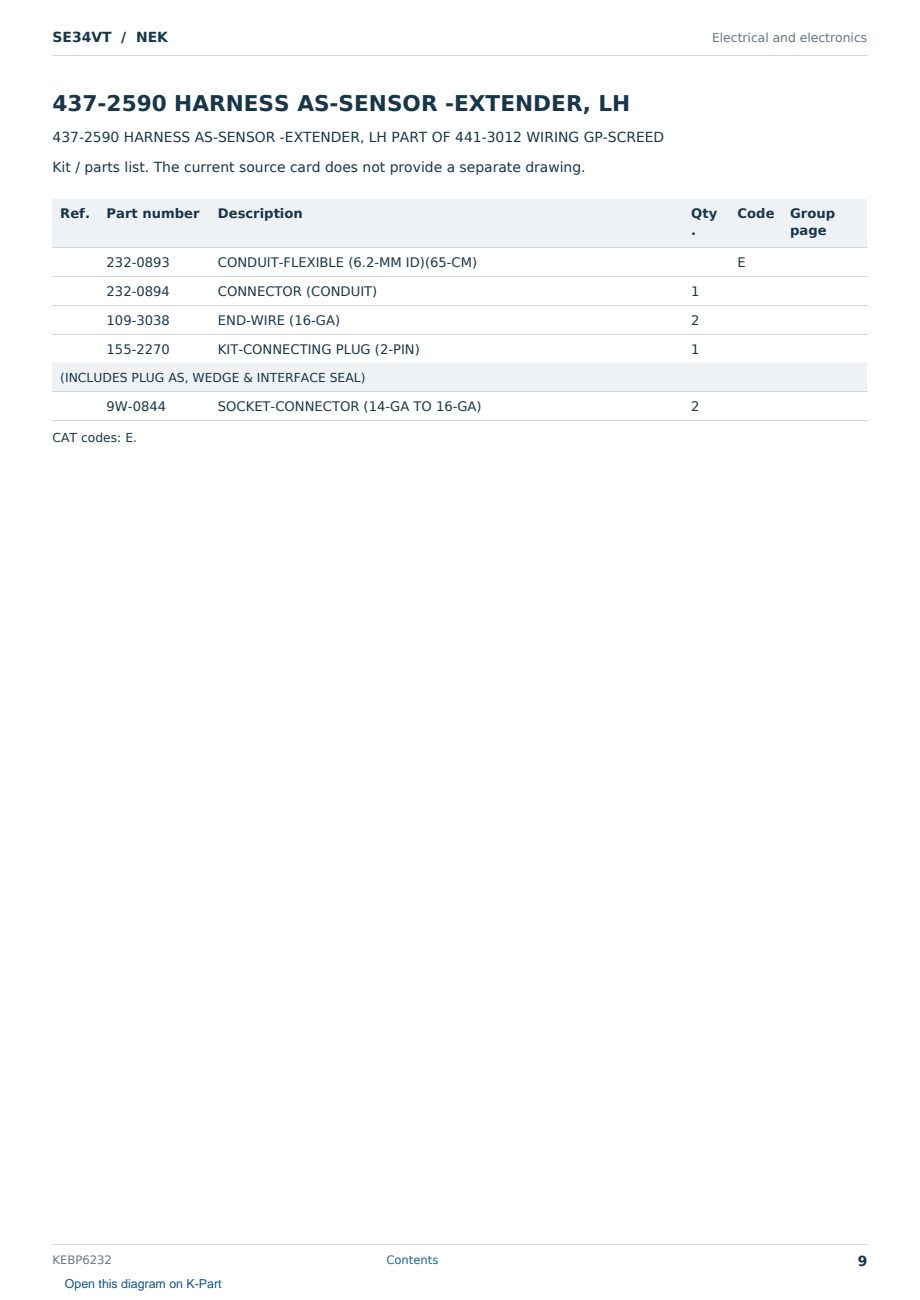 Caterpillar SE34VT S/N NEK Partsbook KEBP6232 (English) - sample page 9 of 10 Caterpillar SE34VT S/N NEK Partsbook KEBP6232 (English) - sample page 9 of 10