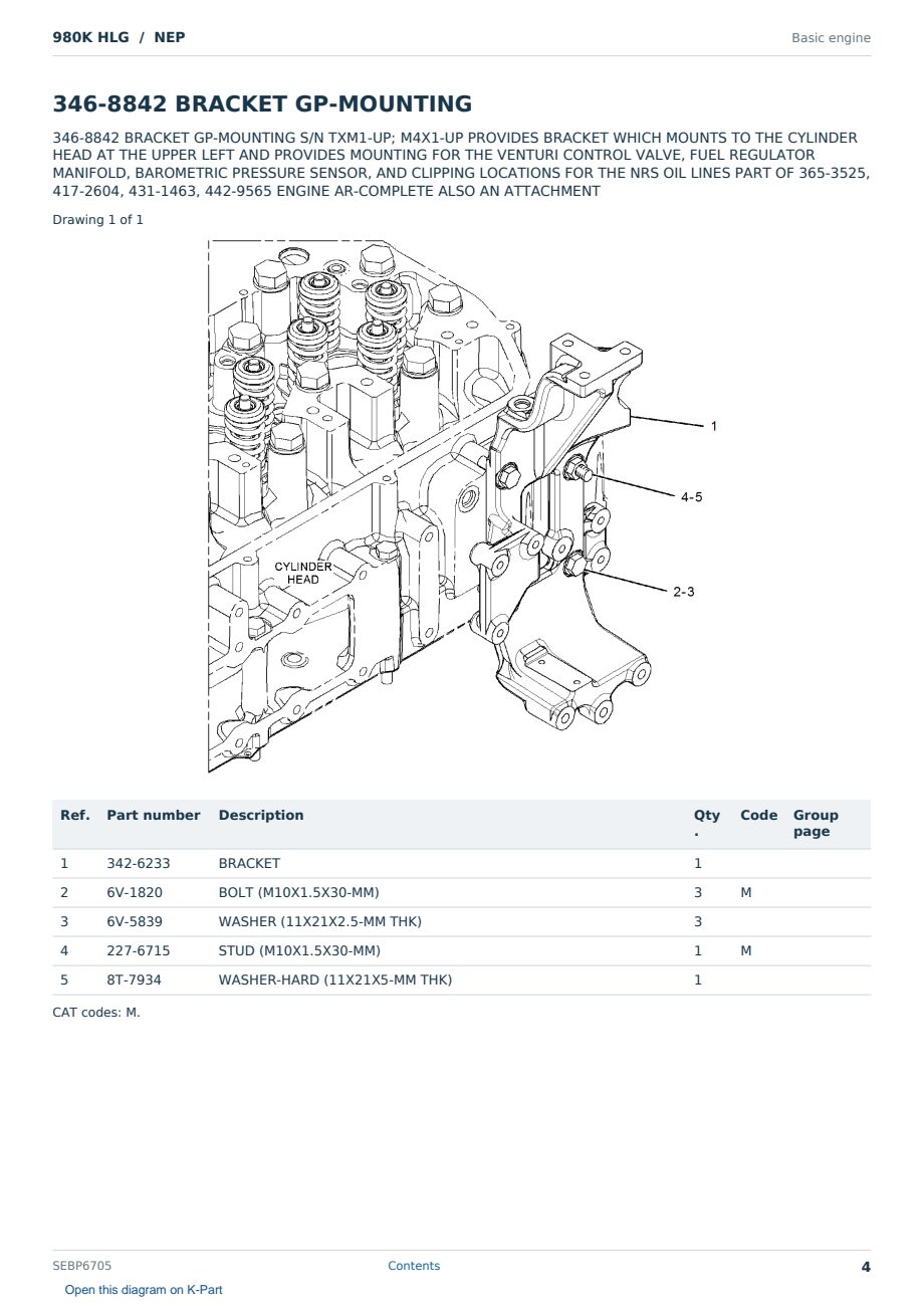 Caterpillar 980K HLG S/N NEP Partsbook SEBP6705 (English) - sample page 4 of 10 Caterpillar 980K HLG S/N NEP Partsbook SEBP6705 (English) - sample page 4 of 10