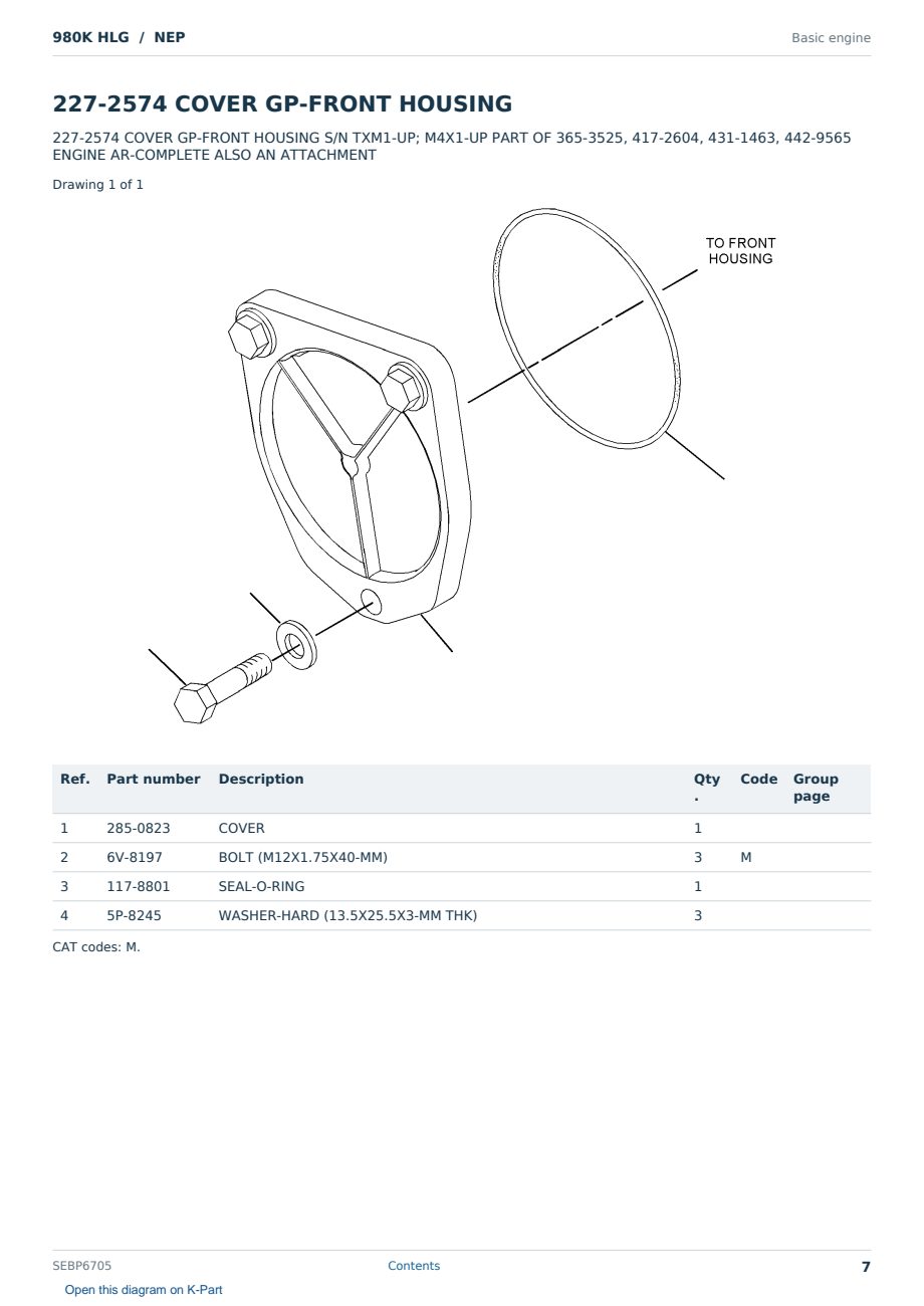 Caterpillar 980K HLG S/N NEP Partsbook SEBP6705 (English) - sample page 7 of 10 Caterpillar 980K HLG S/N NEP Partsbook SEBP6705 (English) - sample page 7 of 10