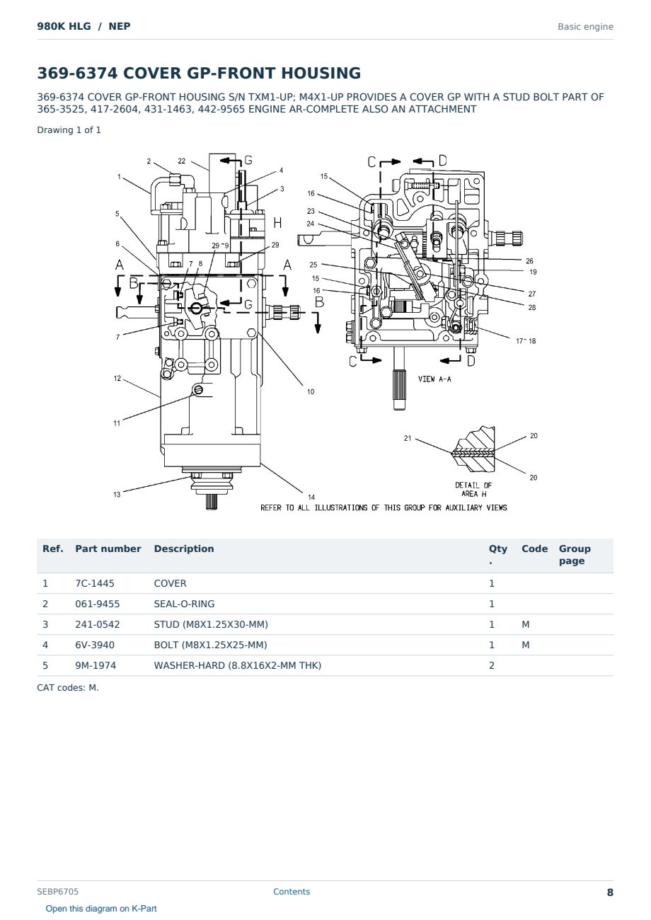 Caterpillar 980K HLG S/N NEP Partsbook SEBP6705 (English) - sample page 8 of 10 Caterpillar 980K HLG S/N NEP Partsbook SEBP6705 (English) - sample page 8 of 10
