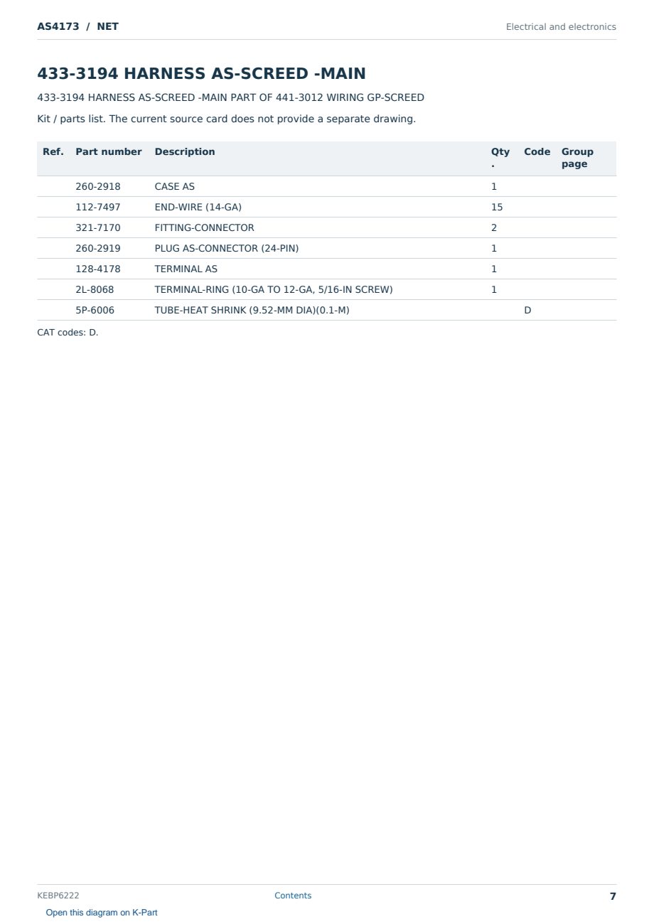 Caterpillar AS4173 S/N NET Partsbook KEBP6222 (English) - sample page 7 of 10 Caterpillar AS4173 S/N NET Partsbook KEBP6222 (English) - sample page 7 of 10