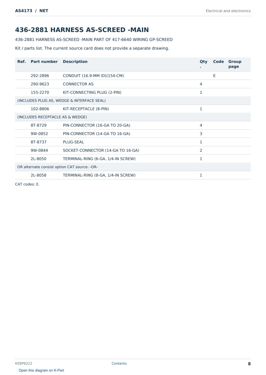 Caterpillar AS4173 S/N NET Partsbook KEBP6222 (English) - sample page 8 of 10 Caterpillar AS4173 S/N NET Partsbook KEBP6222 (English) - sample page 8 of 10