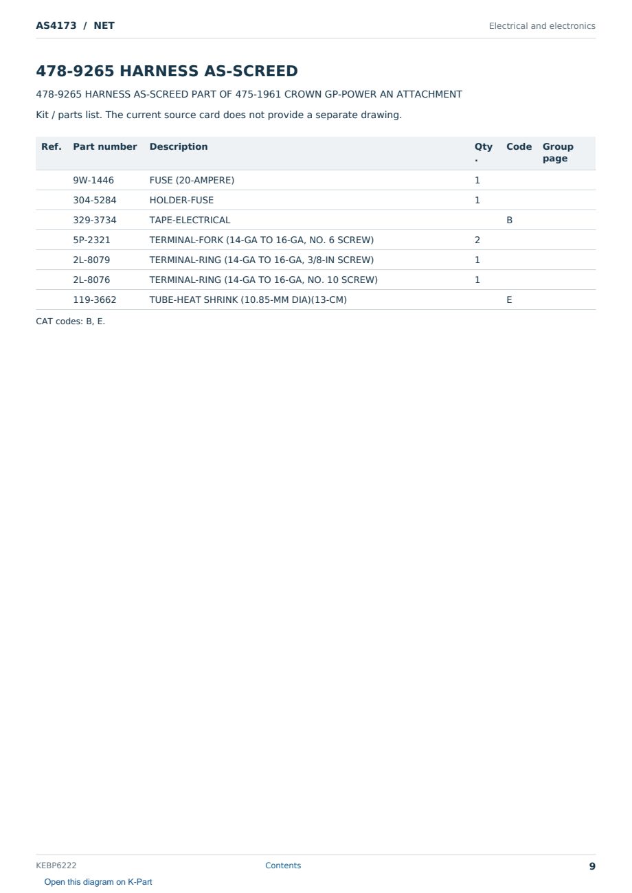 Caterpillar AS4173 S/N NET Partsbook KEBP6222 (English) - sample page 9 of 10 Caterpillar AS4173 S/N NET Partsbook KEBP6222 (English) - sample page 9 of 10