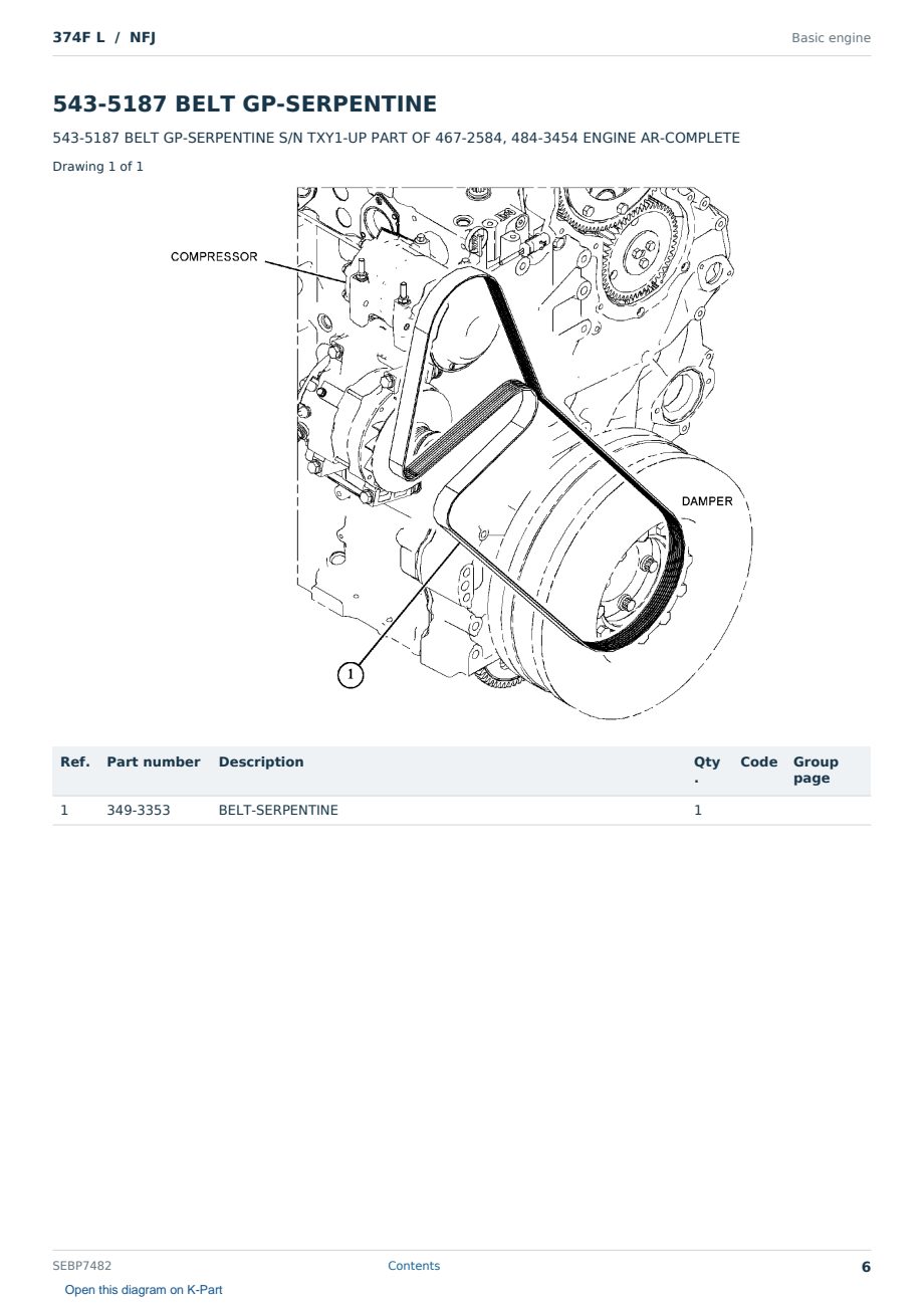 Caterpillar 374F L S/N NFJ Partsbook SEBP7482 (English) - sample page 6 of 10 Caterpillar 374F L S/N NFJ Partsbook SEBP7482 (English) - sample page 6 of 10