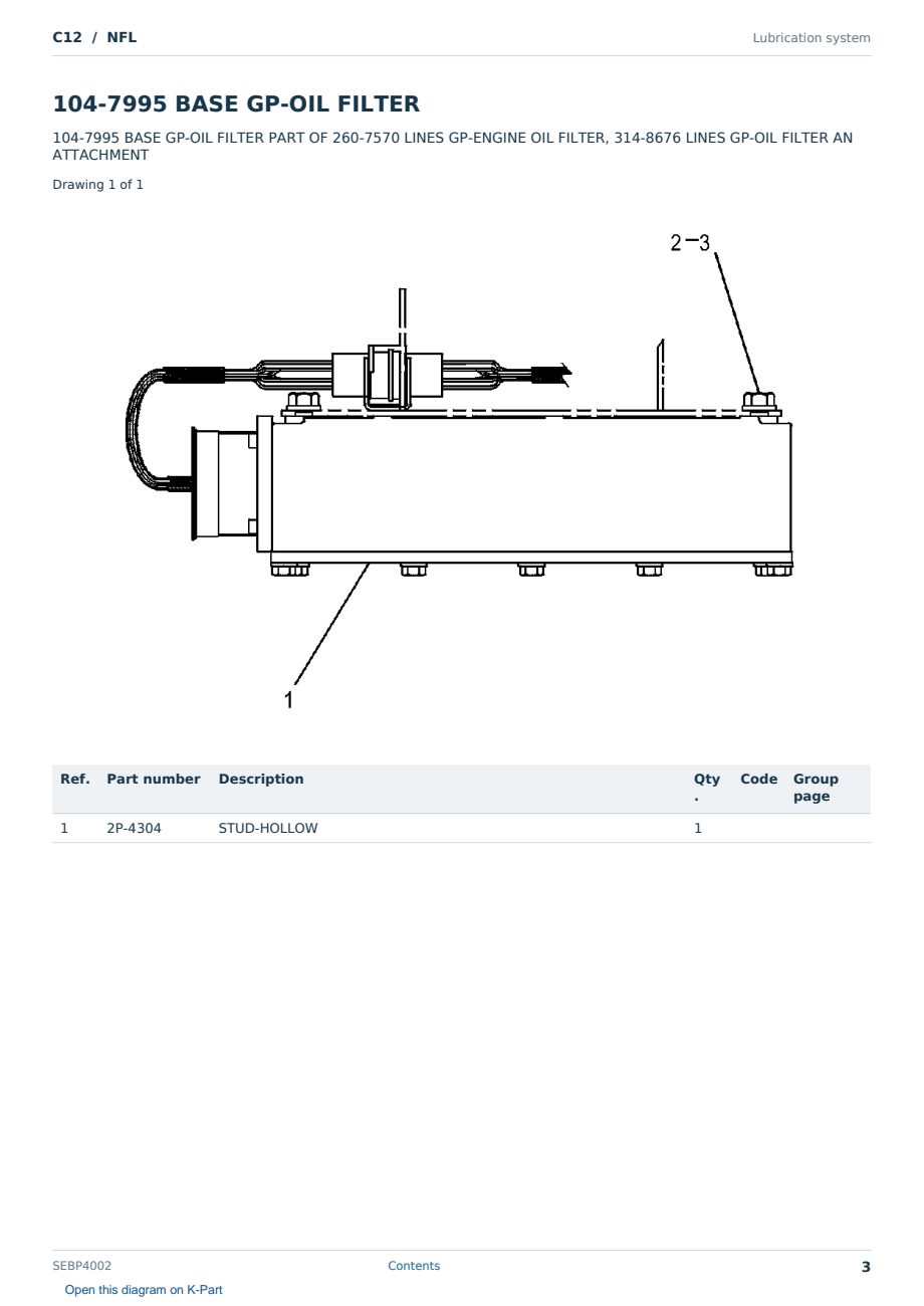 Caterpillar C12 S/N NFL Partsbook SEBP4002 (English) - sample page 3 of 10 Caterpillar C12 S/N NFL Partsbook SEBP4002 (English) - sample page 3 of 10