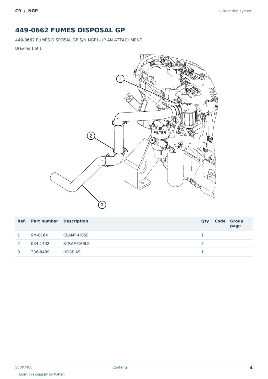 Caterpillar C9 S/N NGP Partsbook SEBP7400 (English) - sample page 4 of 10 Caterpillar C9 S/N NGP Partsbook SEBP7400 (English) - sample page 4 of 10