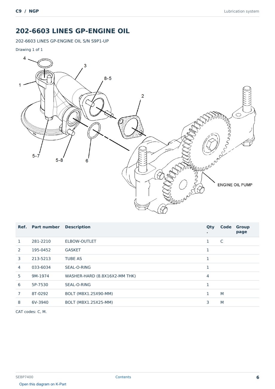 Caterpillar C9 S/N NGP Partsbook SEBP7400 (English) - sample page 6 of 10 Caterpillar C9 S/N NGP Partsbook SEBP7400 (English) - sample page 6 of 10