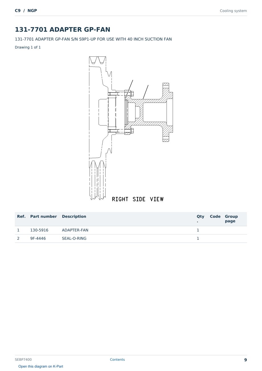 Caterpillar C9 S/N NGP Partsbook SEBP7400 (English) - sample page 9 of 10 Caterpillar C9 S/N NGP Partsbook SEBP7400 (English) - sample page 9 of 10