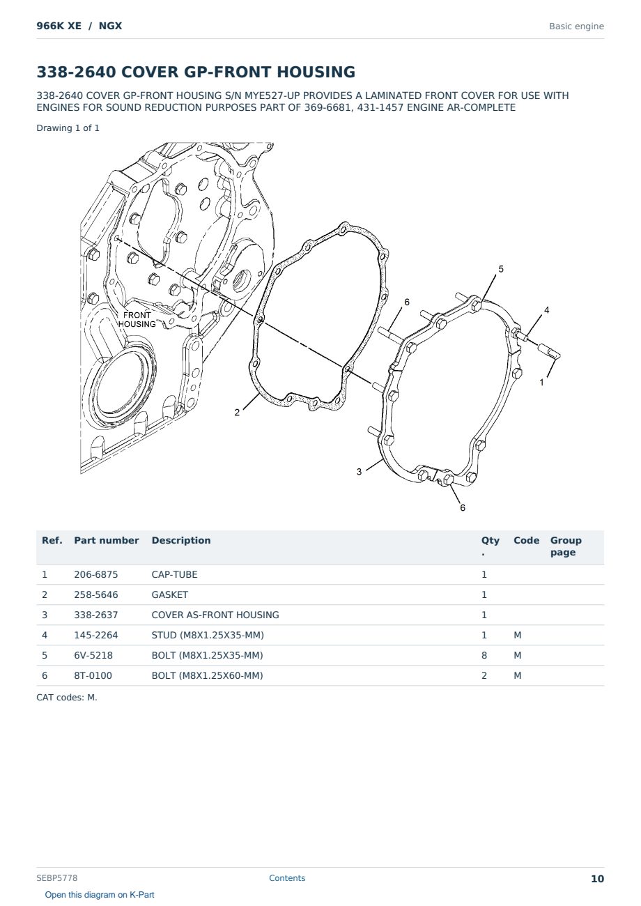 Caterpillar 966K XE S/N NGX Partsbook SEBP5778 (English) - sample page 10 of 10 Caterpillar 966K XE S/N NGX Partsbook SEBP5778 (English) - sample page 10 of 10