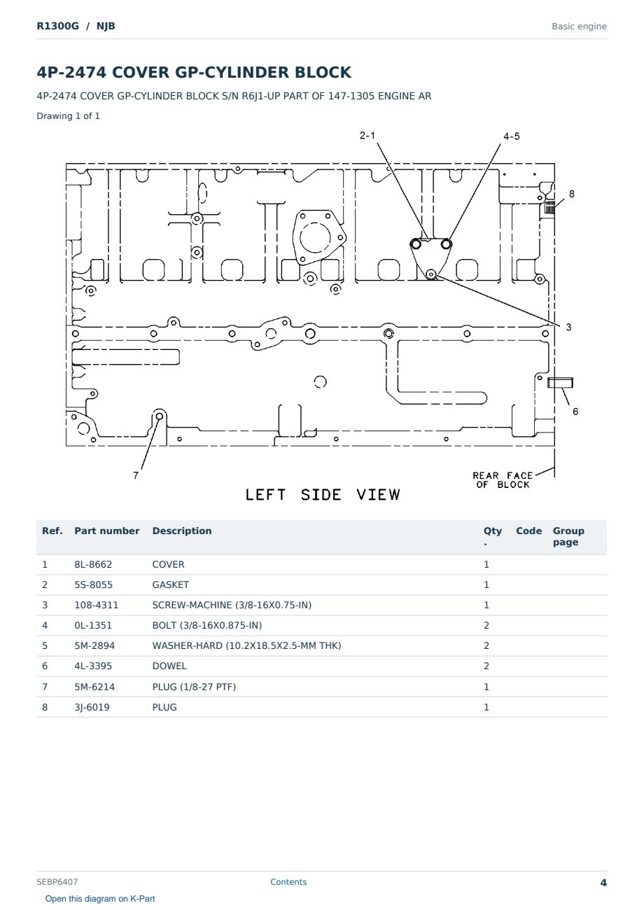 Caterpillar R1300G S/N NJB Partsbook SEBP6407 (English) - sample page 4 of 10 Caterpillar R1300G S/N NJB Partsbook SEBP6407 (English) - sample page 4 of 10