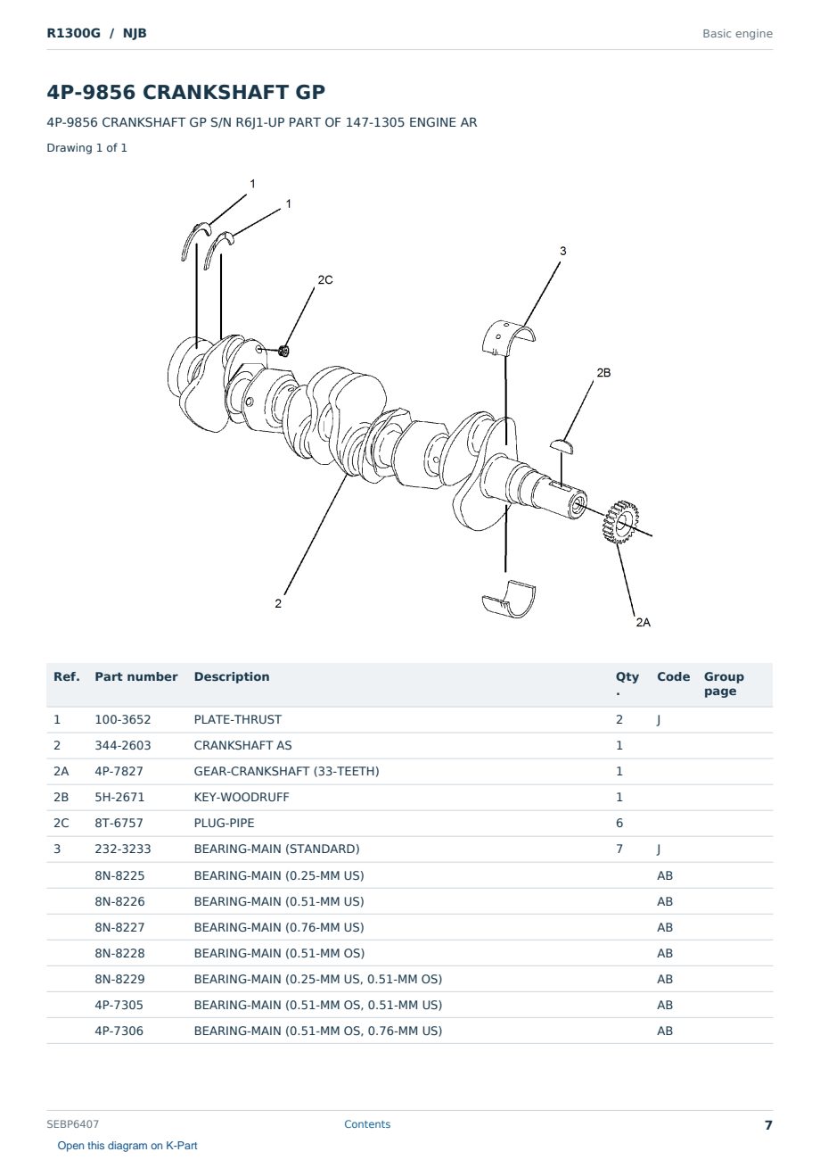 Caterpillar R1300G S/N NJB Partsbook SEBP6407 (English) - sample page 7 of 10 Caterpillar R1300G S/N NJB Partsbook SEBP6407 (English) - sample page 7 of 10