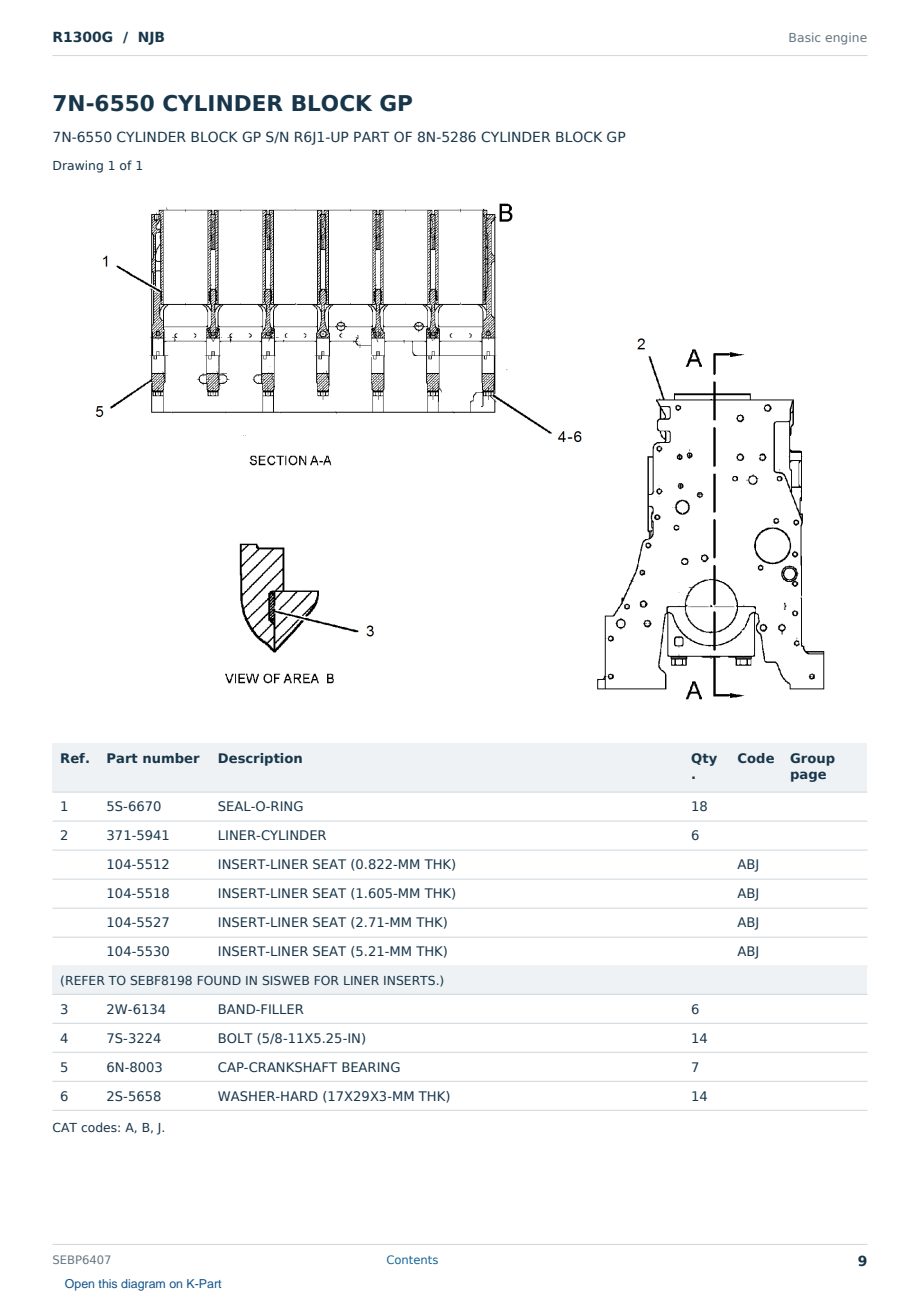 Caterpillar R1300G S/N NJB Partsbook SEBP6407 (English) - sample page 9 of 10 Caterpillar R1300G S/N NJB Partsbook SEBP6407 (English) - sample page 9 of 10