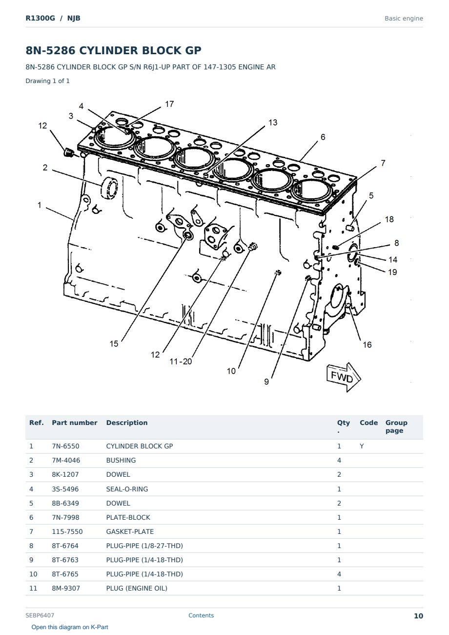 Caterpillar R1300G S/N NJB Partsbook SEBP6407 (English) - sample page 10 of 10 Caterpillar R1300G S/N NJB Partsbook SEBP6407 (English) - sample page 10 of 10